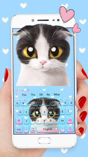 Blue Cute Kitty keyboard स्क्रीनशॉट 1