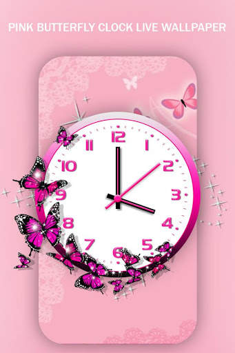 Pink Butterfly Clock Live Wallpaper screenshot 5