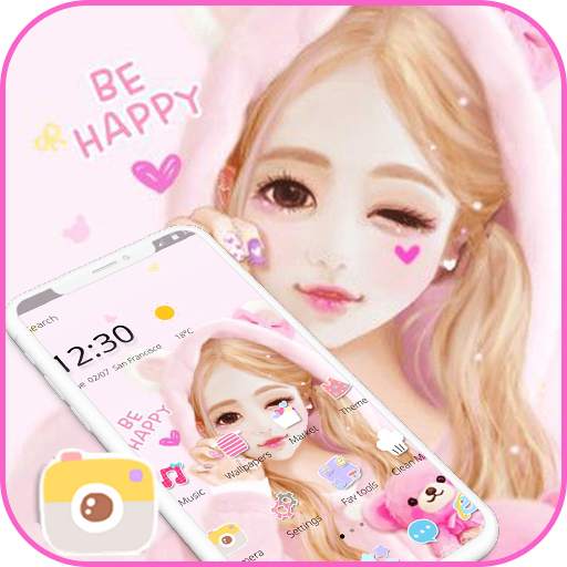 Pink Cartoon Lovely Girl Theme 1.1.8