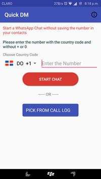 Quick Dm(Direct Message on Whatsapp) screenshot 1