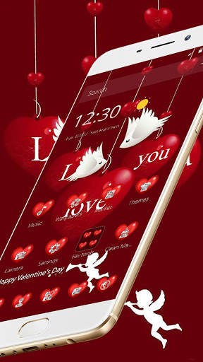 Red Love Heart Bird Couple Theme🐦 screenshot 2