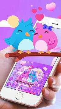 Purple Cute Love Birds Couple Keyboard Theme screenshot 4