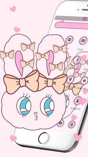 Cartoon Pink Bow Rabbit Theme🐰 screenshot 3