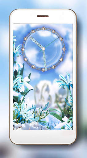 Snowdrops Spring Clock Live Wallpaper screenshot 1