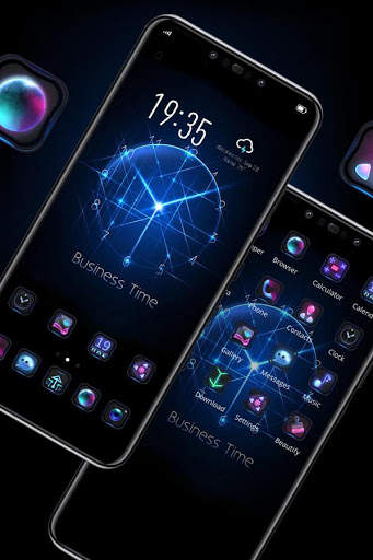 Business Time black tech clock cool theme screenshot 2