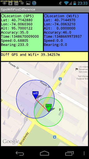 Location Diff GPS vs Wifi screenshot 1
