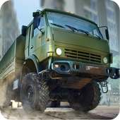 Driving in Kamaz Russian Army logo