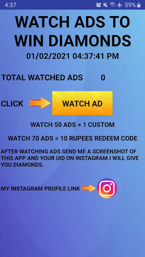 FREE DIAMONDS FREE FIRE screenshot 1