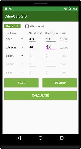 Breathalyzer test (alcohol calculator) AlcoCalc screenshot 2