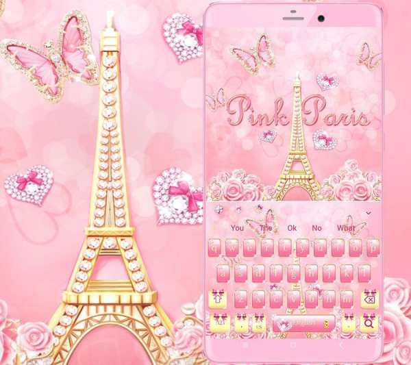 Pink Rose Paris Keyboard Theme screenshot 1