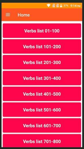 verbs forms list with Hindi meaning - V1 V2 V3 screenshot 1