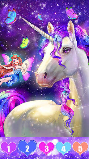Unicorn color by number: Coloring games offline screenshot 3