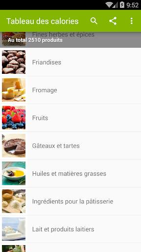 Tableau des calories screenshot 2