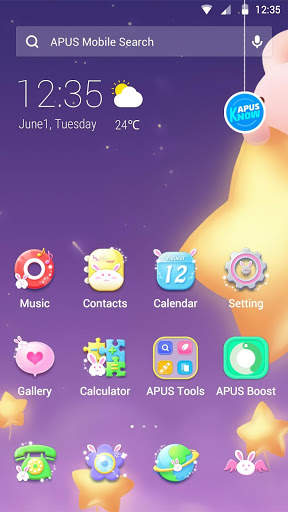 Cartoon Kawaii Pink Rabbit APUS Launcher theme screenshot 1