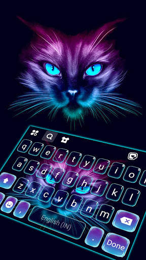 Sneaky Neon Cat Keyboard Background स्क्रीनशॉट 1