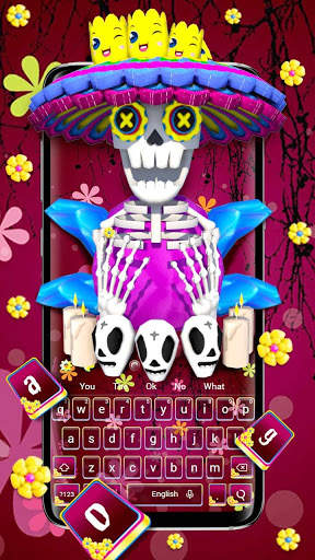 3D Colorful Fancy Skull Keyboard Theme screenshot 1