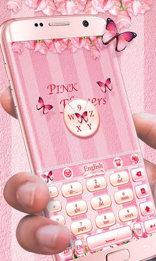 Pink Flowers GO Keyboard Theme स्क्रीनशॉट 2