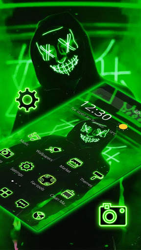 Green Neon Led Mask Anonymous Theme screenshot 2