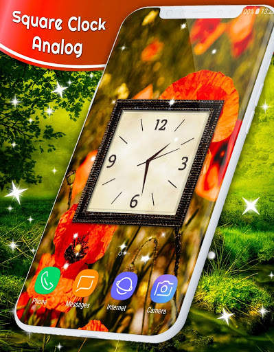 Square Analog Clock ❤️ HD Clocks Wallpaper Themes screenshot 5
