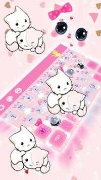 Cute Kawaii Kitty Pink Bow Keyboard Theme screenshot 2