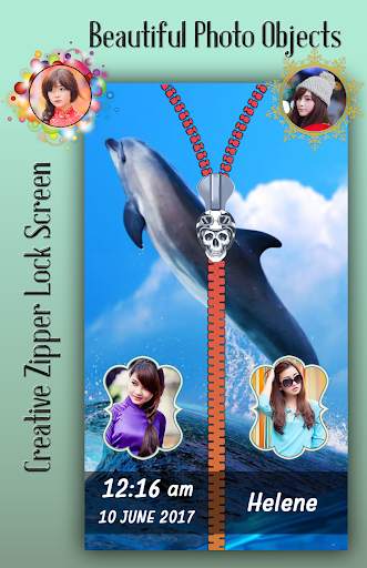 Dolphin Zipper Lock Screen 3 تصوير الشاشة