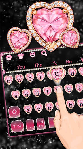 Pink Heart Diamond Keyboard Theme 1 تصوير الشاشة