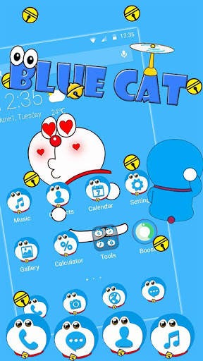 Kawaii Blue Cat  APUS Launcher Theme screenshot 5