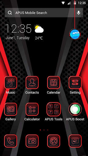 Black Red Crystal APUS Launcher theme screenshot 1