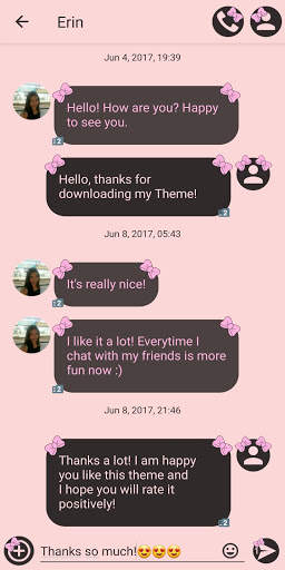 SMS Theme Ribbon Pink messages screenshot 2