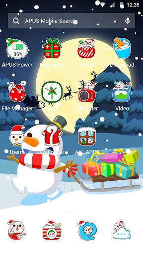 Merry Christmas Cute Snowman-APUS Launcher theme screenshot 5