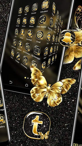 Golden Butterfly Glitter Launcher Theme screenshot 3
