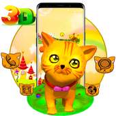 3D Cute Yellow Cat Theme 1.1.2