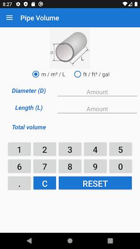 Pipe volume calculator screenshot 1