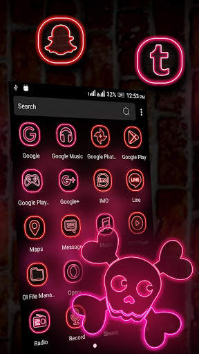 Neon Skull Launcher Theme screenshot 2