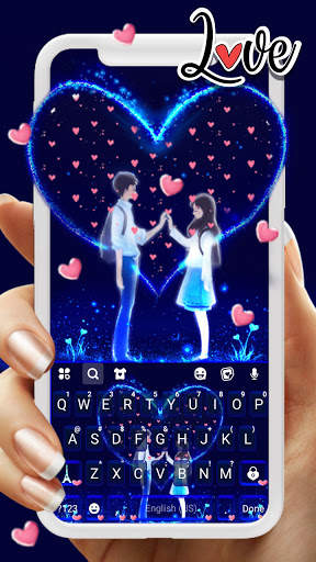 Neon Love Couple Keyboard Background screenshot 1