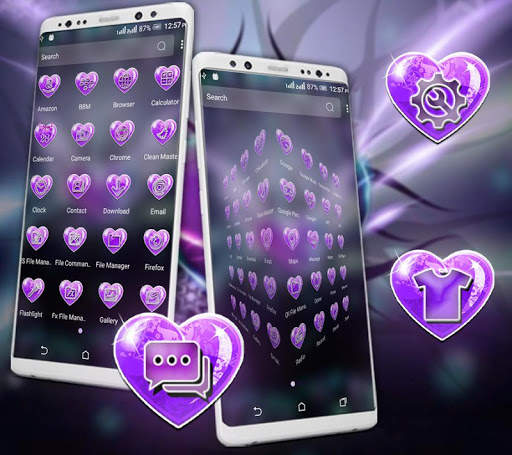 Purple Love Heart Launcher Theme screenshot 3