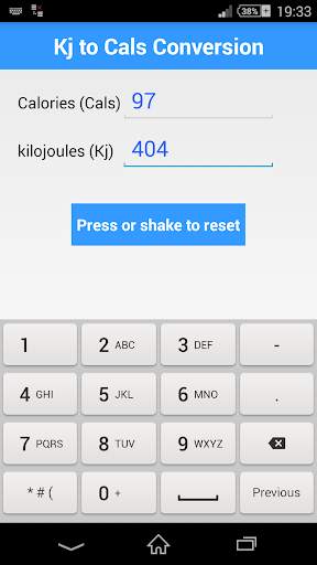 Kj to Cals screenshot 1