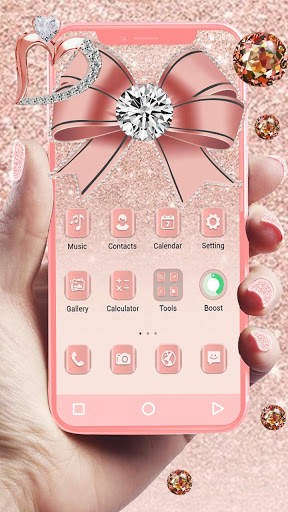 Luxury Rose Gold Diamond APUS Launcher Theme screenshot 2