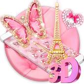 Pink Kitty Eiffel Butterfly 3D Theme 1.1.1