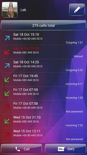Dialer theme Polygon Glass 6 تصوير الشاشة