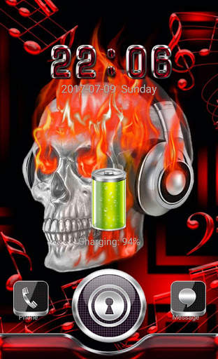 Free Skull on Fire Go Locker theme screenshot 2