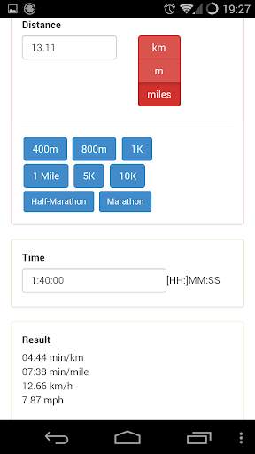Running pace calculator स्क्रीनशॉट 3