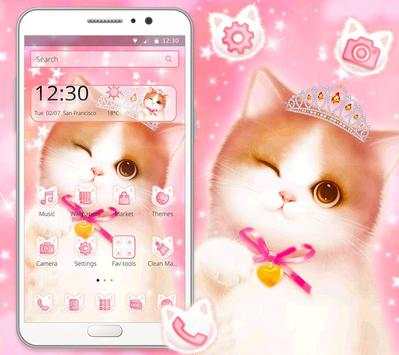 Cute Pink Fluffy Cat Theme screenshot 1