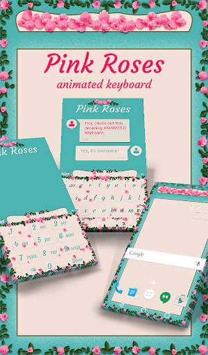 Pink Roses Animated Keyboard   Live Wallpaper screenshot 1