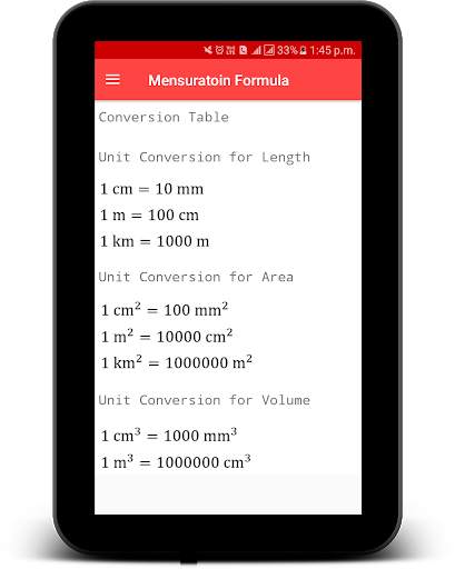 Mensuration Formula - Area and Volume Calculation скриншот 10