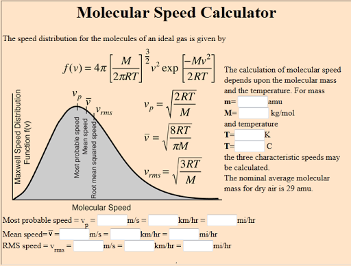 MOLECULAR SPEED CALCULATOR screenshot 1