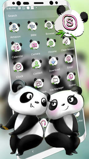 Cute Panda Love Theme Launcher screenshot 2