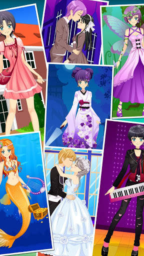 เกมส์แต่งตัวอนิเมะสำหรับสาว ๆ - คู่รักรักจูบ screenshot 1