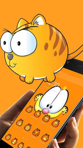 Orange Cartoon Cute Lazy Cat Theme screenshot 5