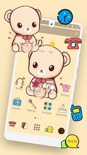Yellow Cartoon Cute Bear Theme screenshot 4